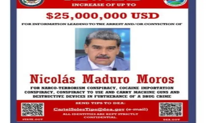 EUA anunciam recompensa de US$ 25 mi por informações contra Maduro